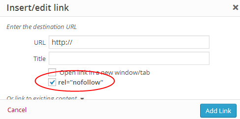 RelNoFollow Checkbox