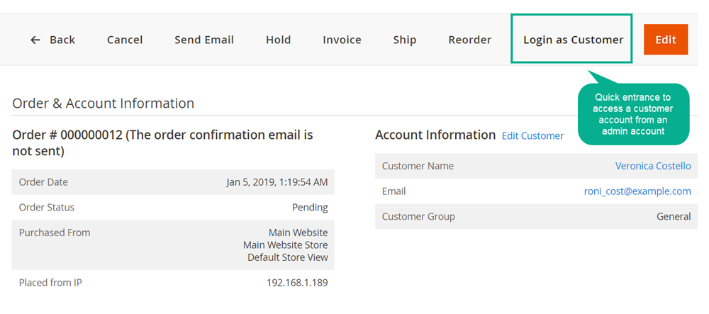Magento 2 Login as Customer extension