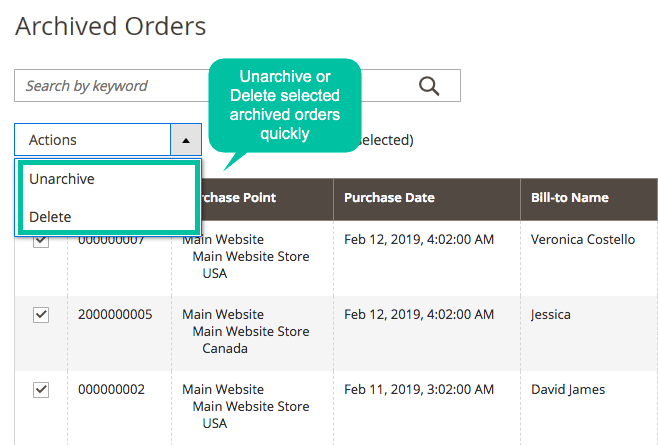 Magento 2 Archive Orders