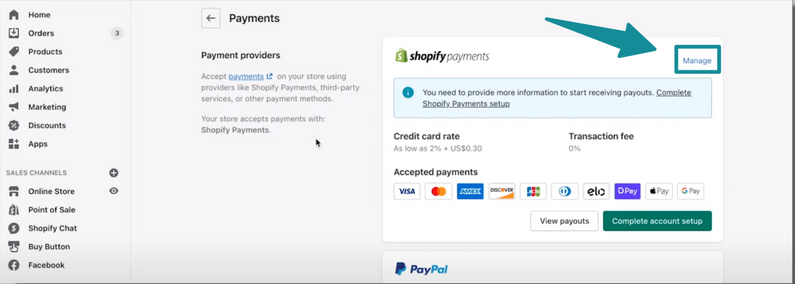 manage shopify payment