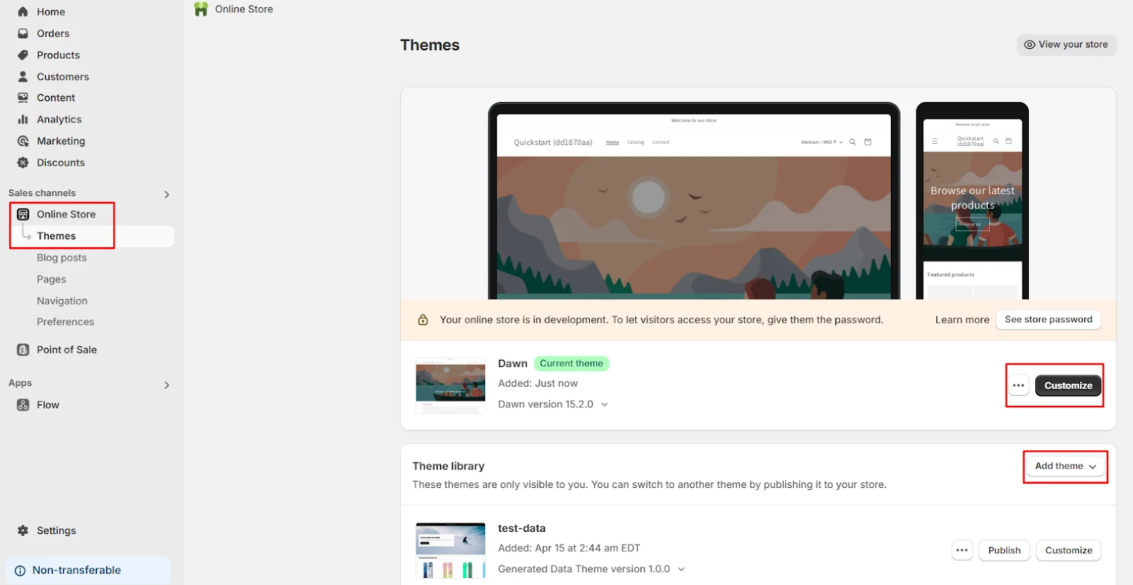 Change your Shopify store theme
