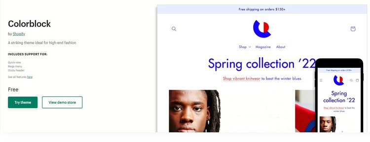 shopify colorblock theme
