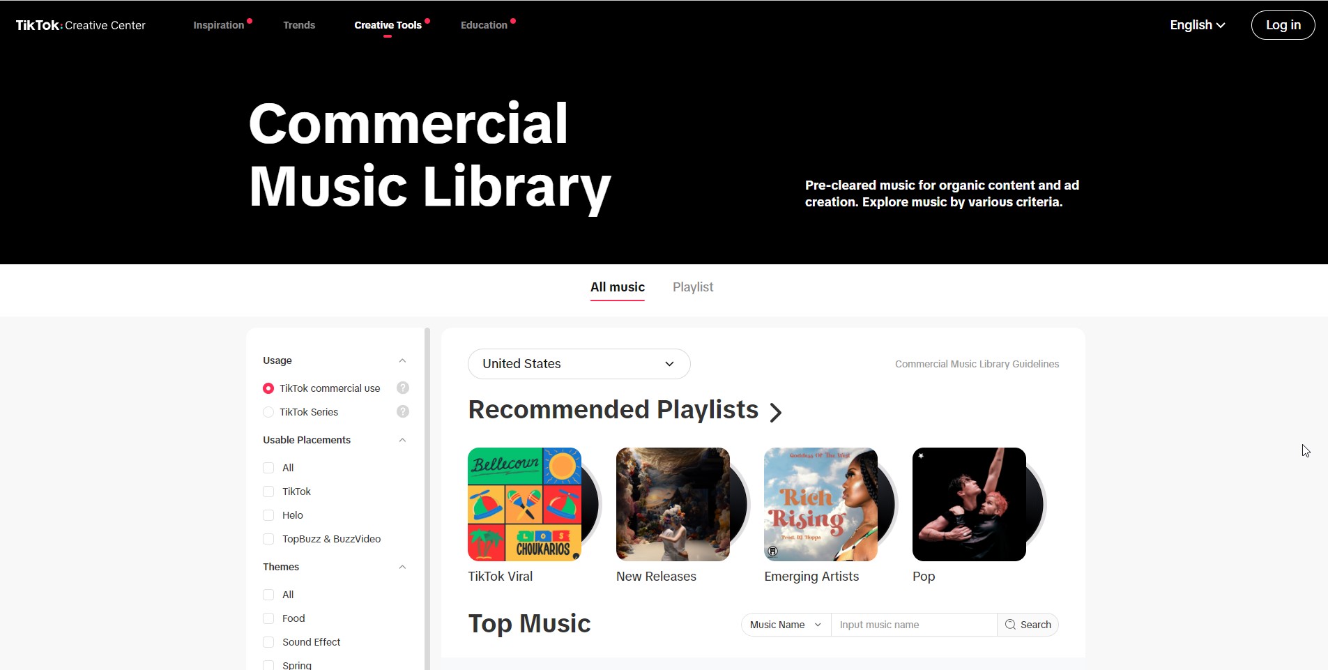 TikTok Business Music Library