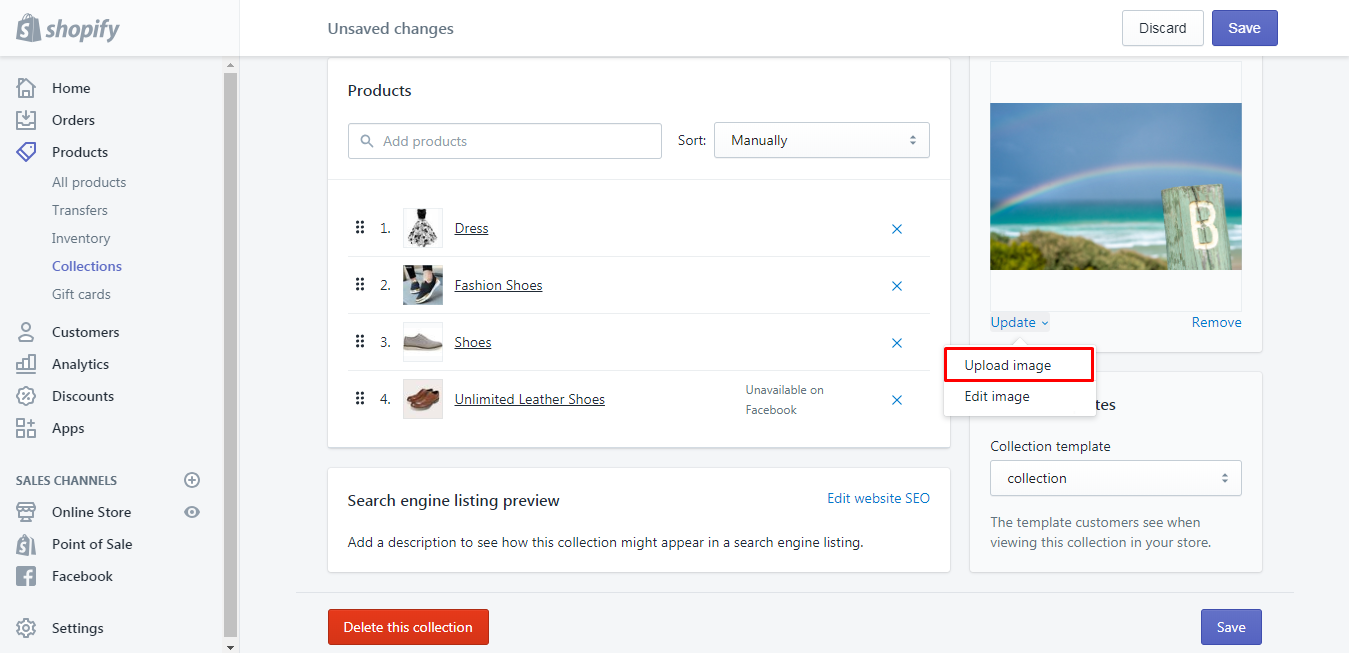 change Shopify collection image