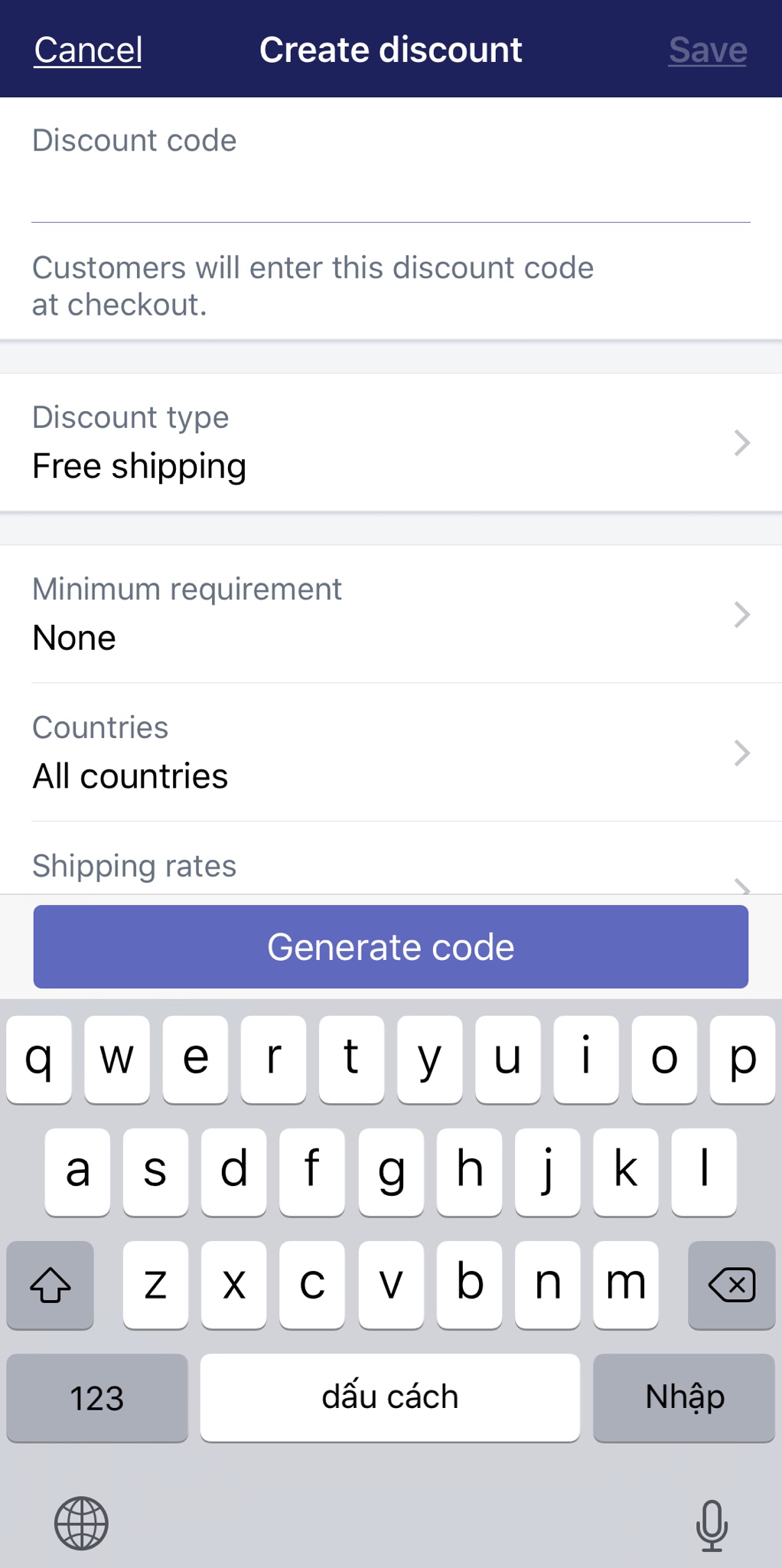 How to create a free shipping discount