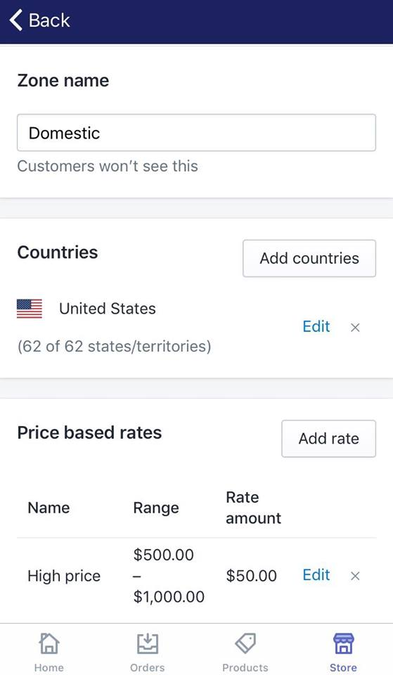 how to create a new shipping zone on Shopify on iphone 7