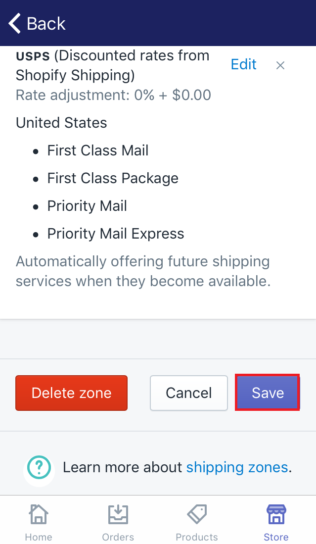 how to adjust or delete manual shipping rates
