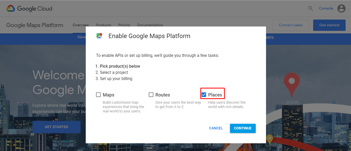 how to register a google maps api key