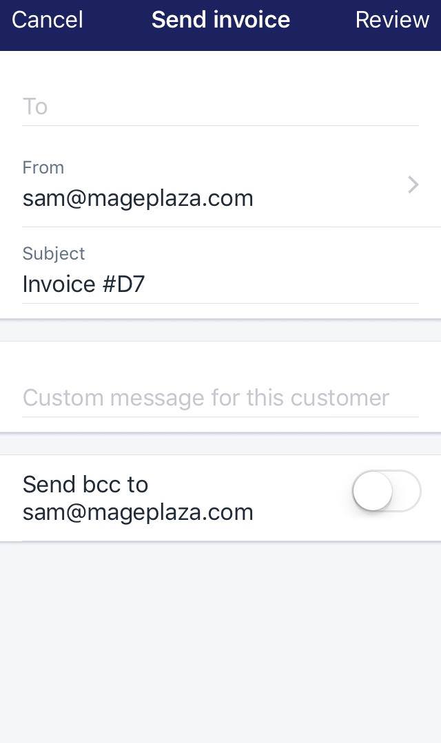 email the invoice on iPhone 4