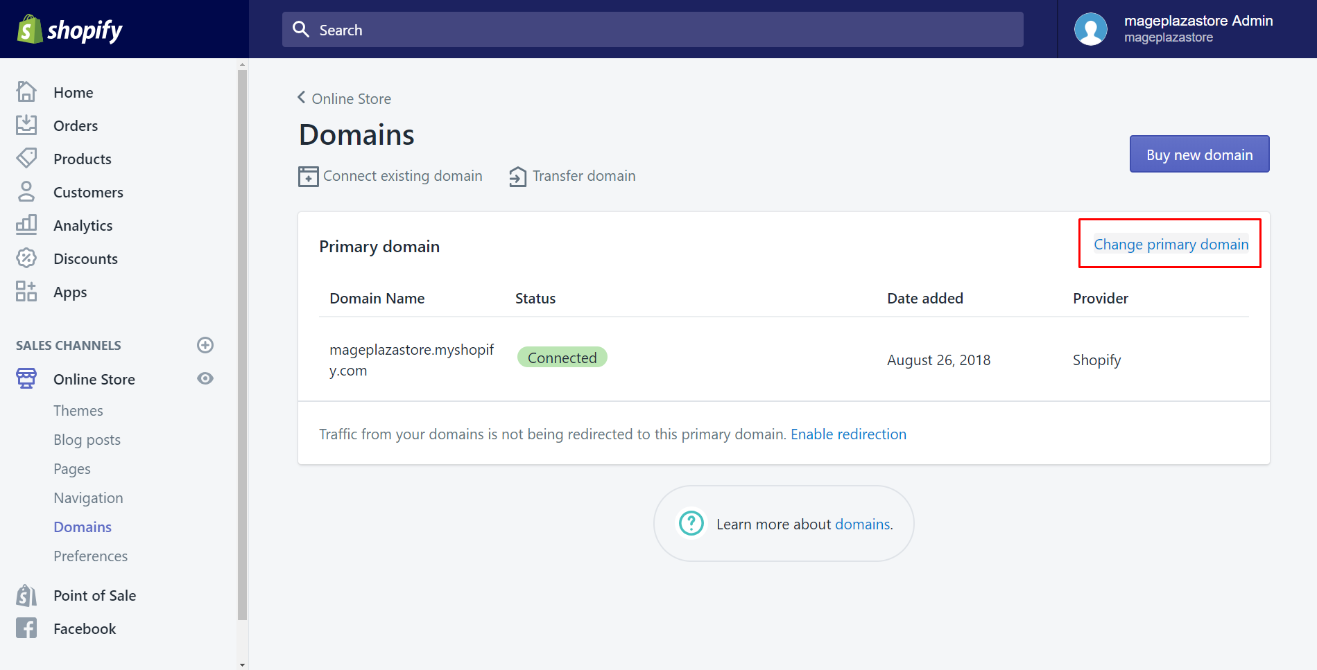 how to set your primary domain