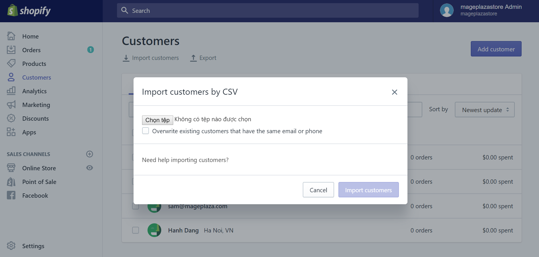 how import existing customers using customer csv shopify
