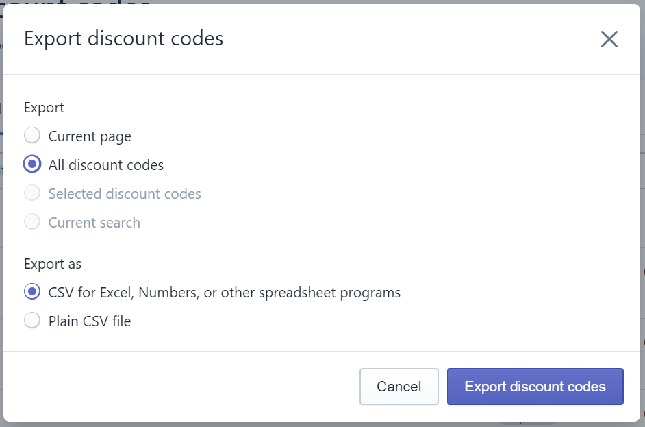 How to export your discount codes