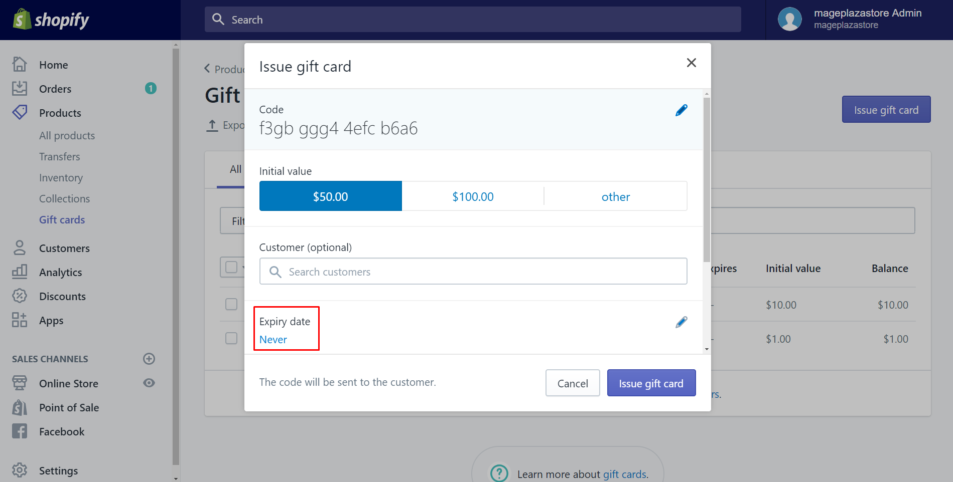 How to issue a Gift Card on Shopify