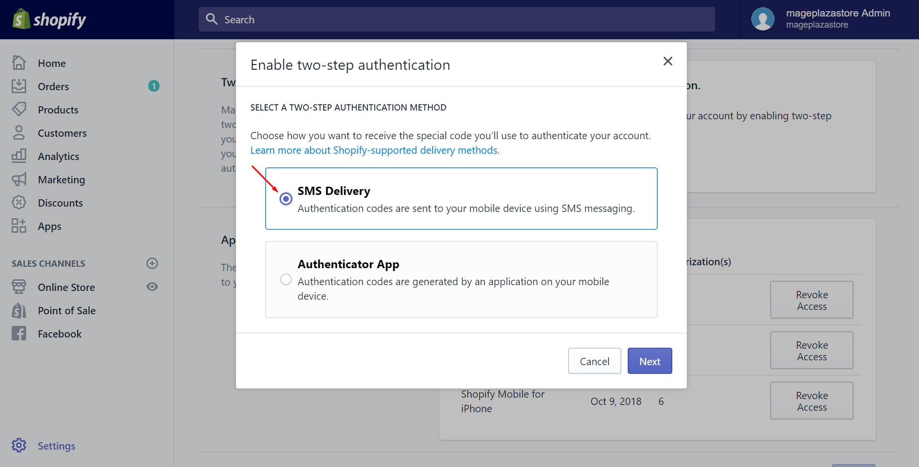 How to Enable Two-Step Authentication for SMS Text Messages on Shopify