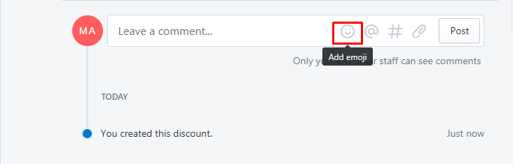 how to view and make comments on a discount's timeline