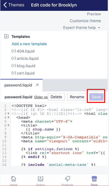 how to edit the code templates for your password page