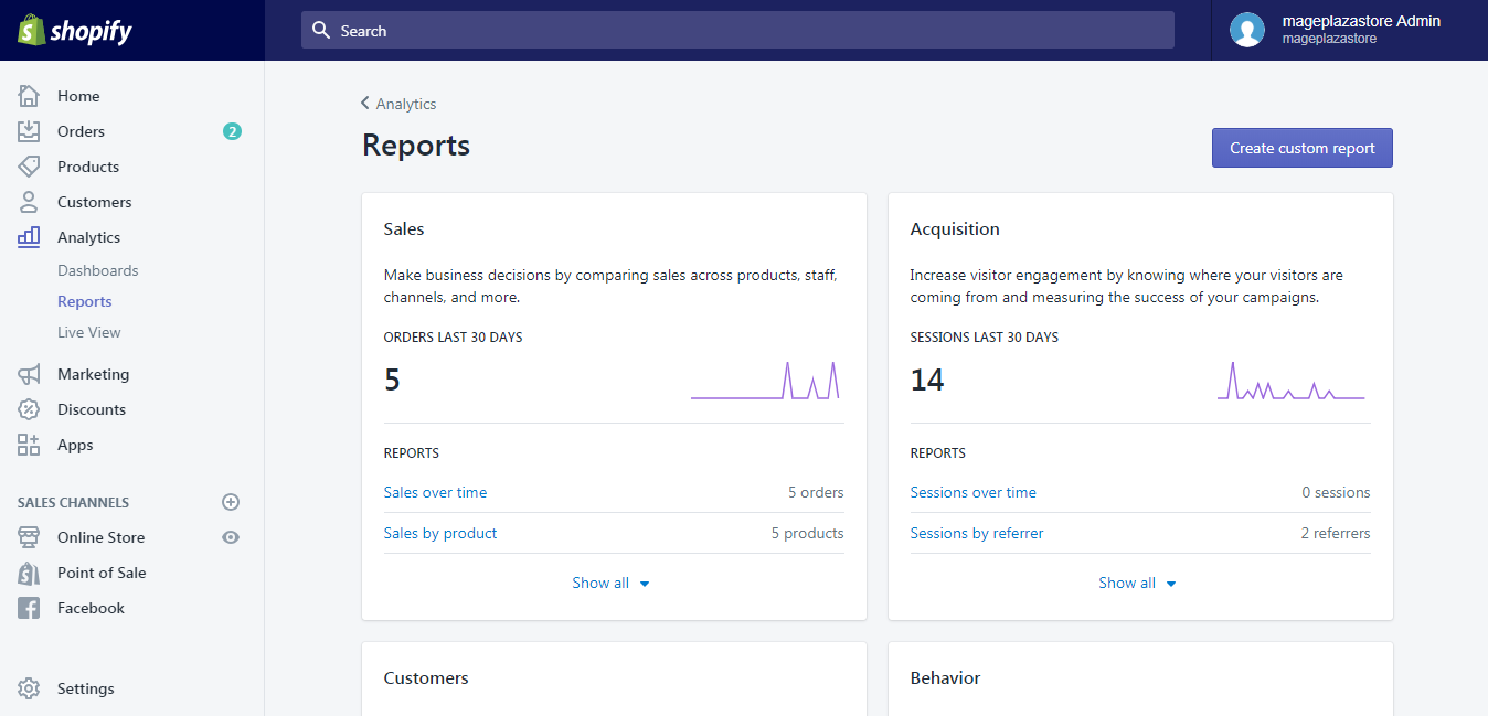 filter your reports shopify