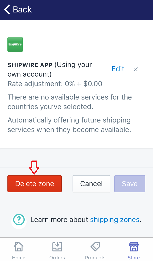 how to delete all the shipping rates for a region or country
