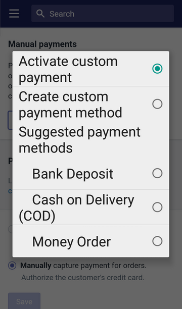 use a suggested manual payment method
