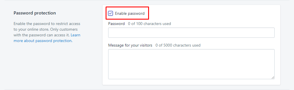 how to remove password protection from your online store