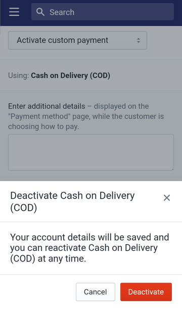 deactivate a manual payment method