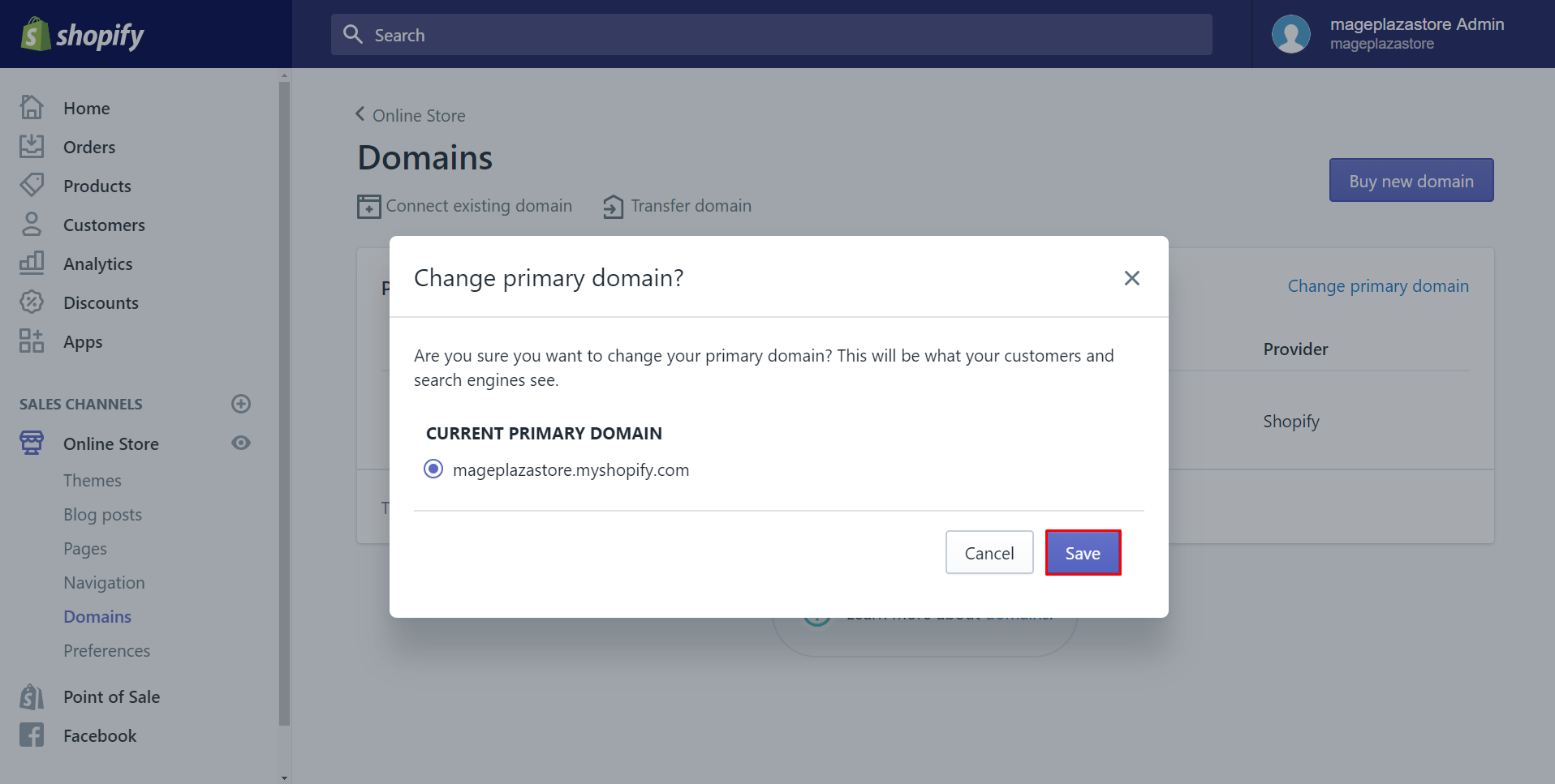 how to set your primary domain