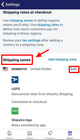 Update the shipping zones