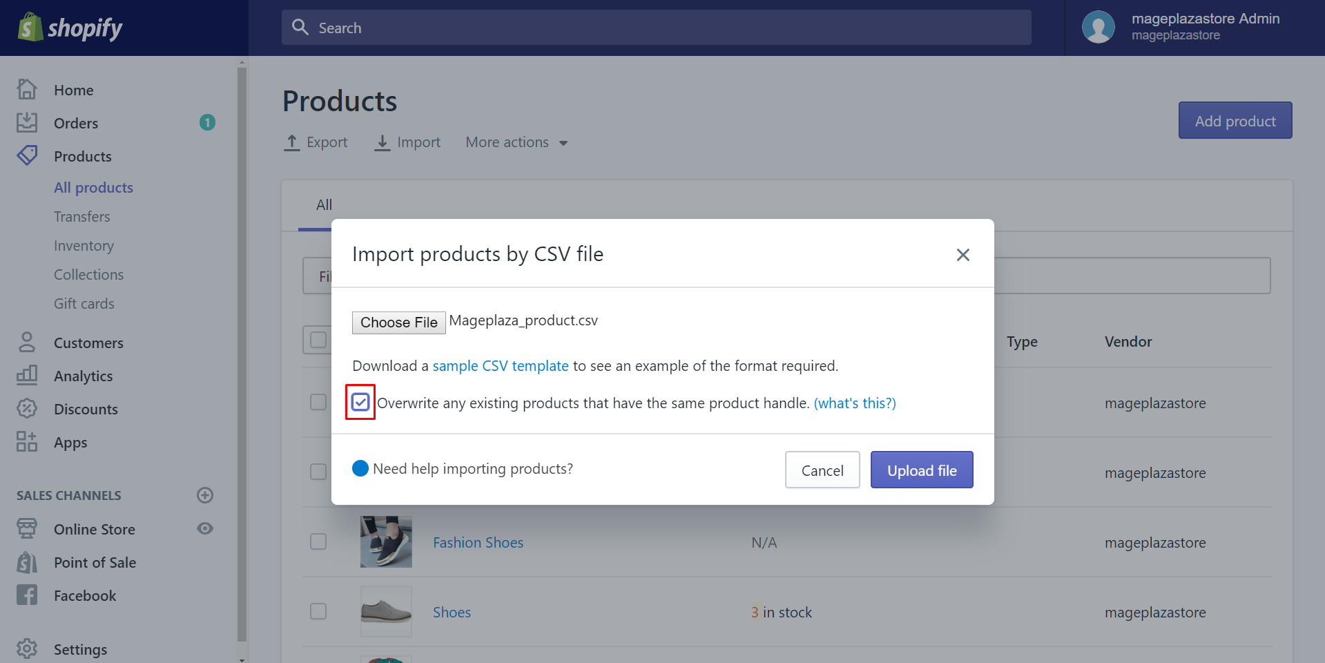 how to import products after making changes to your csv file