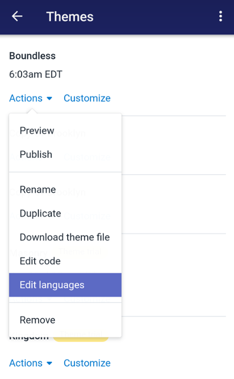 translate your order status page on Android