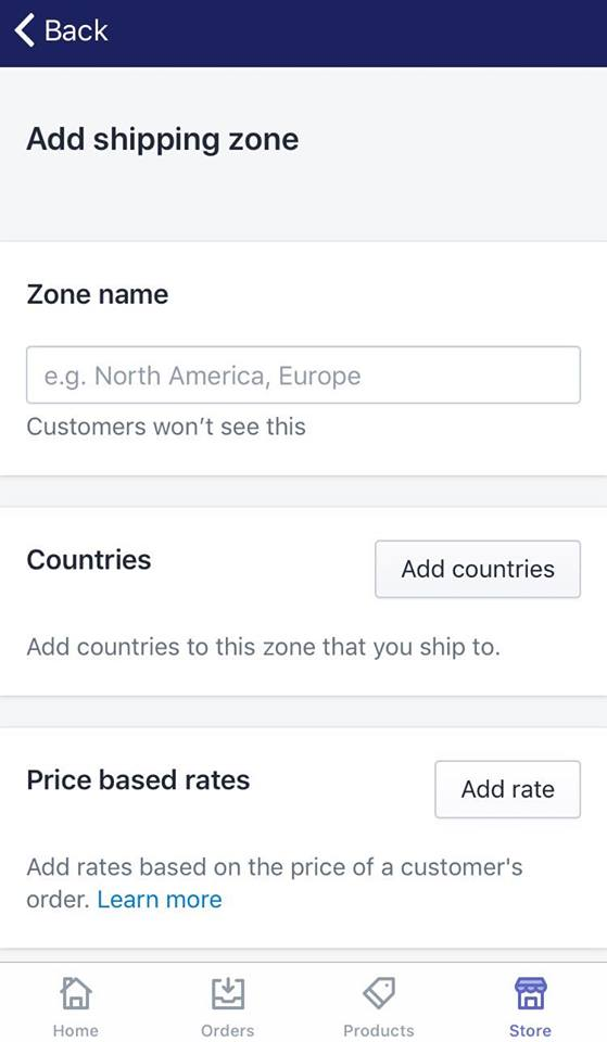 how to create a new shipping zone on Shopify on iphone 5