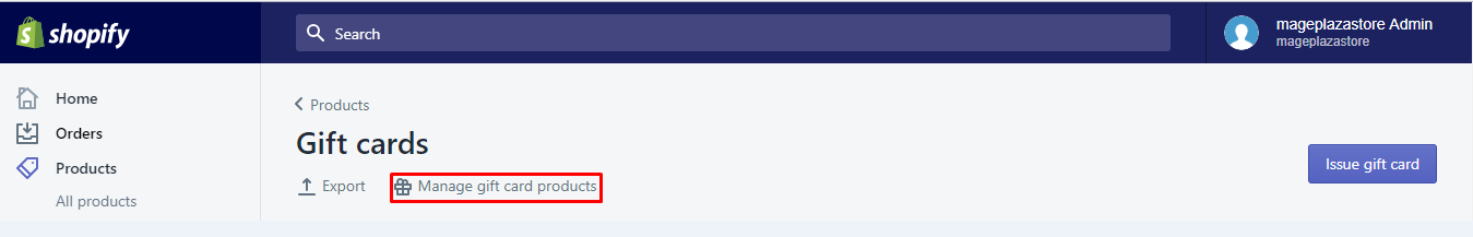how to publish the gift card product on shopify