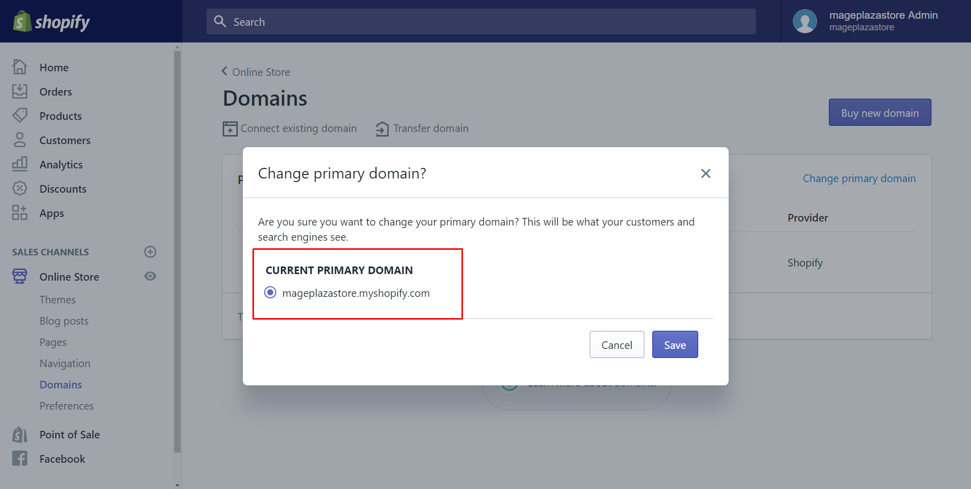 how to set your primary domain