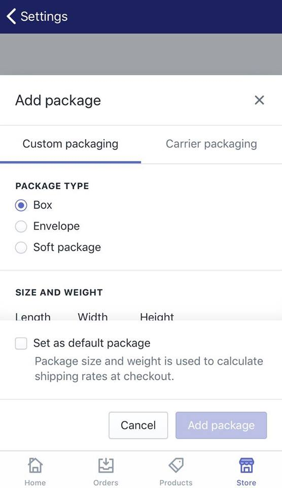 how to add a package type on Shopify7