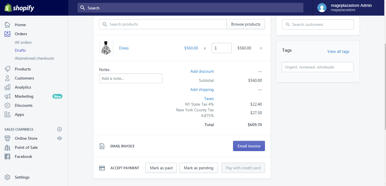 how email invoice shopify