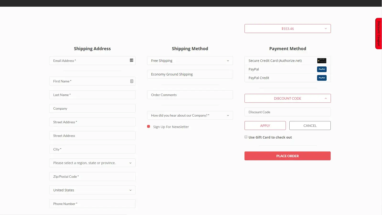 Customer Attributes on one page checkout