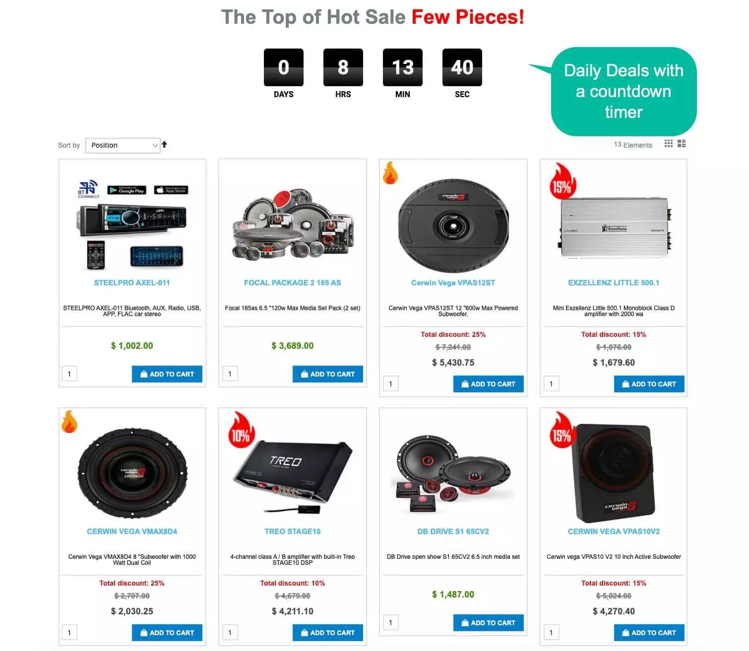 Audi Online Store - Daily Deals with a countdown timer