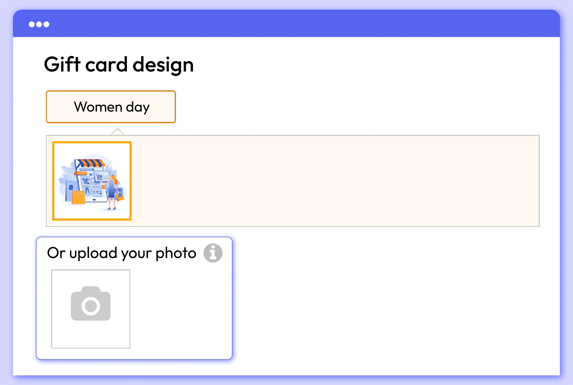 Upload photos as gift card templates