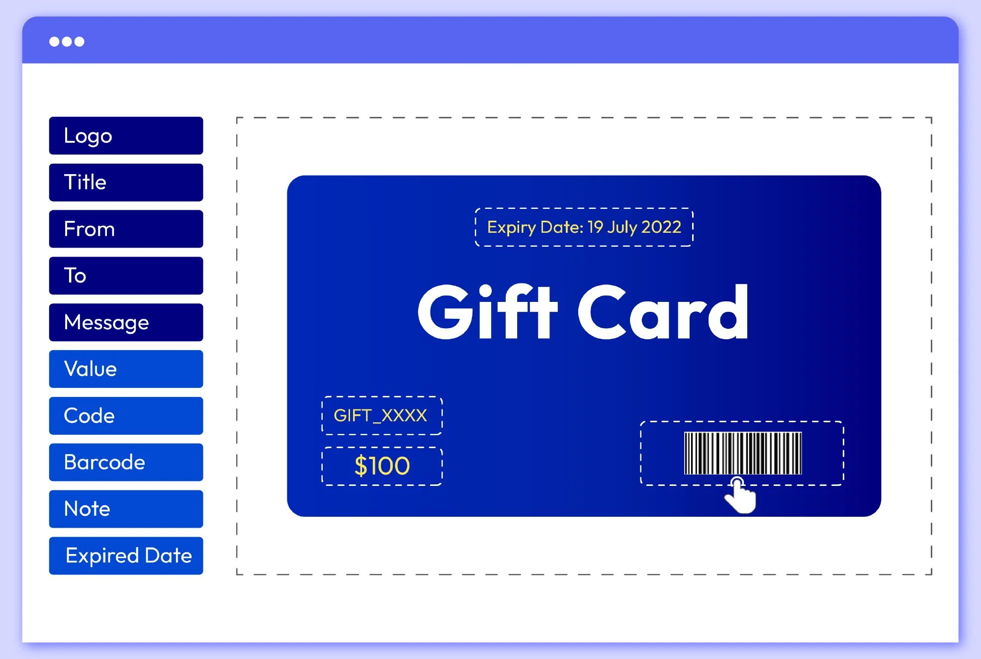 Drag & drop gift card blocks