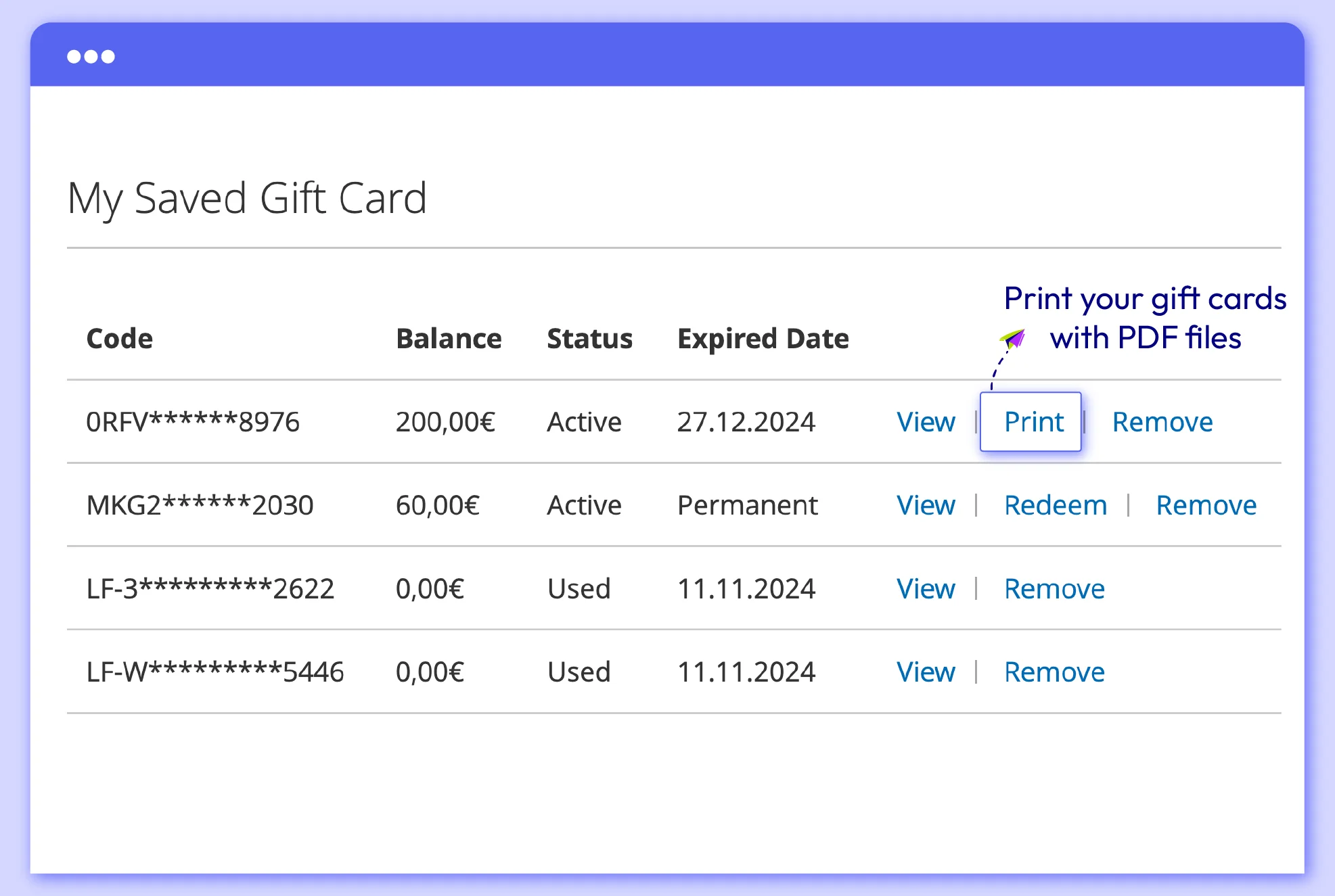 send physical gift vouchers