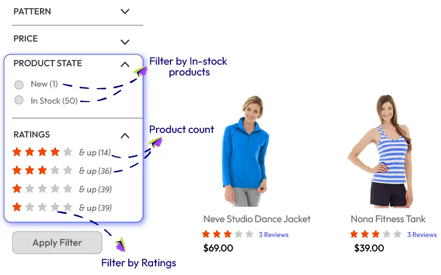 filter options to improve store performance