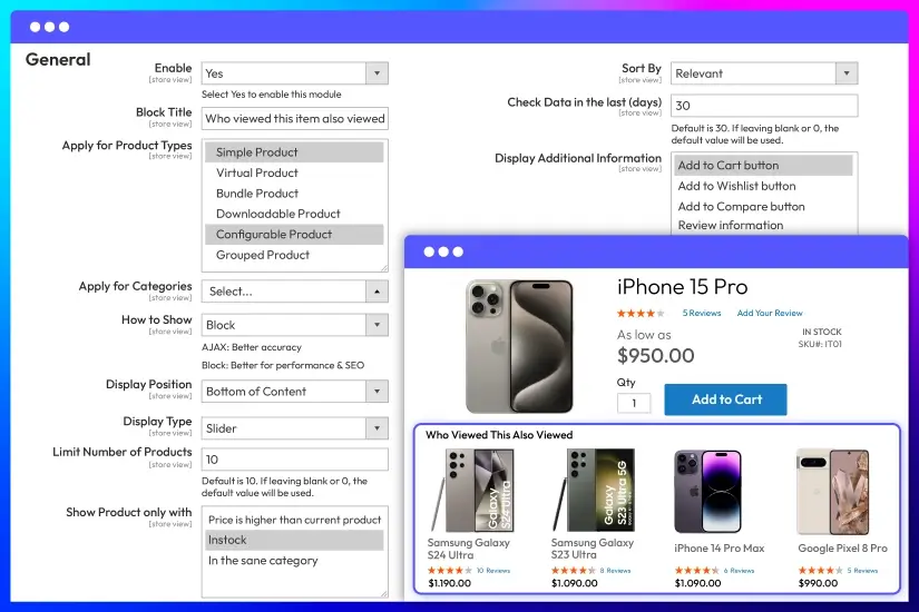 View-based product recommendations shows items frequently browsed together.