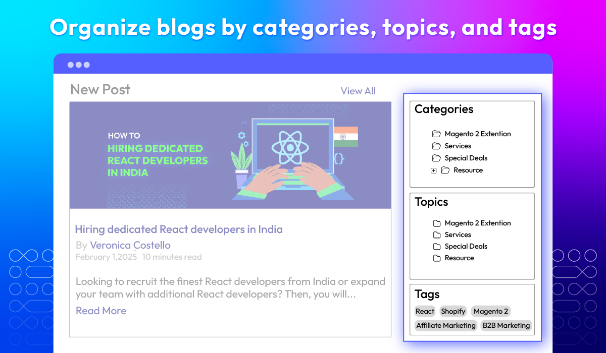 Organize Magento 2 blog posts by categories, topics, and tags for better navigation