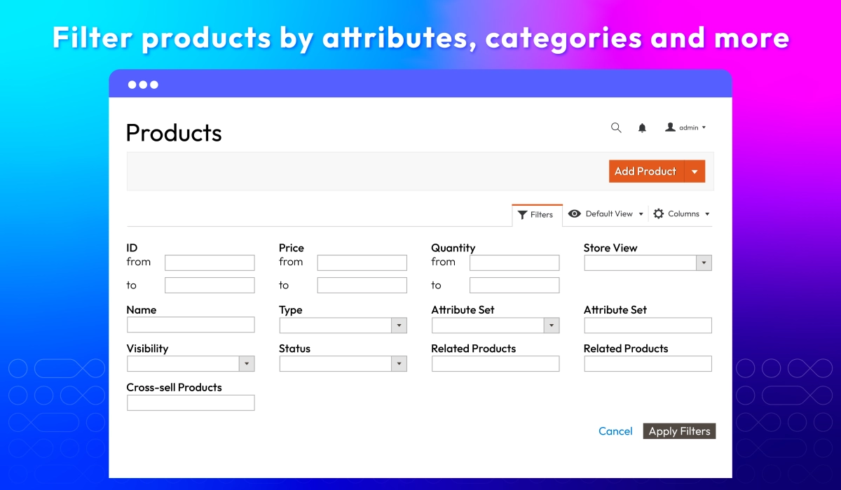 Filter products by attributes, categories and more