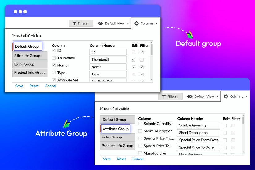 Organize column layout