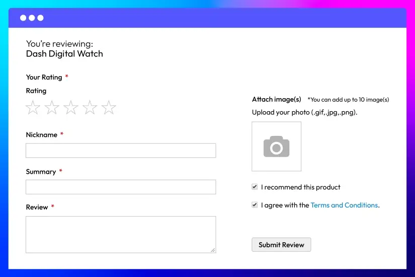 Allow shoppers to write reviews with images
