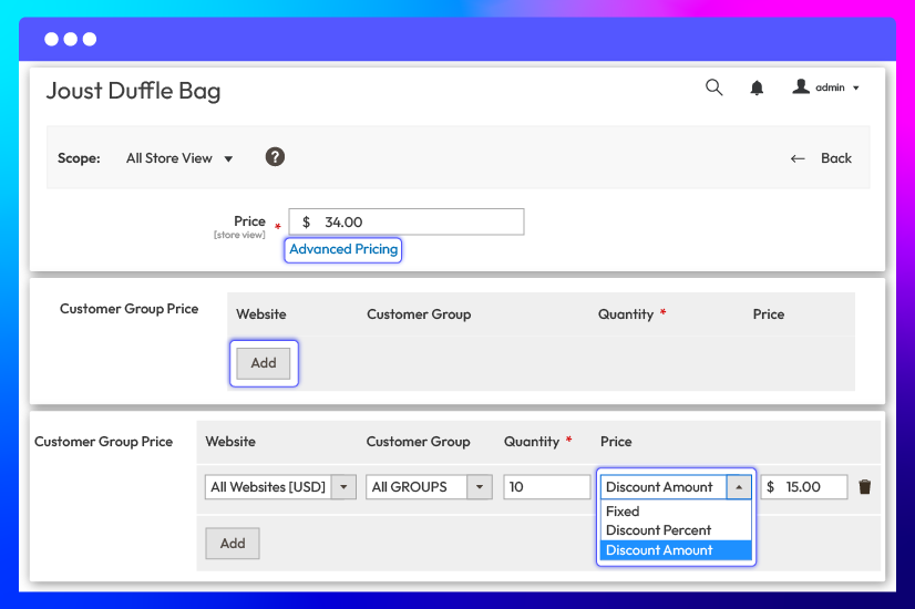 Set tier price for each product