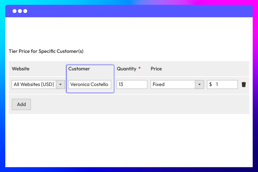 Set Tier Price for specific customers