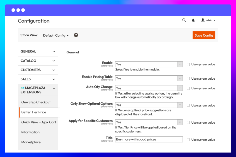 Configure tier price tables