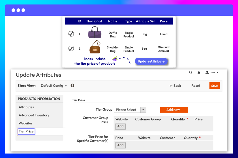 Update the tier price configuration for multiple products