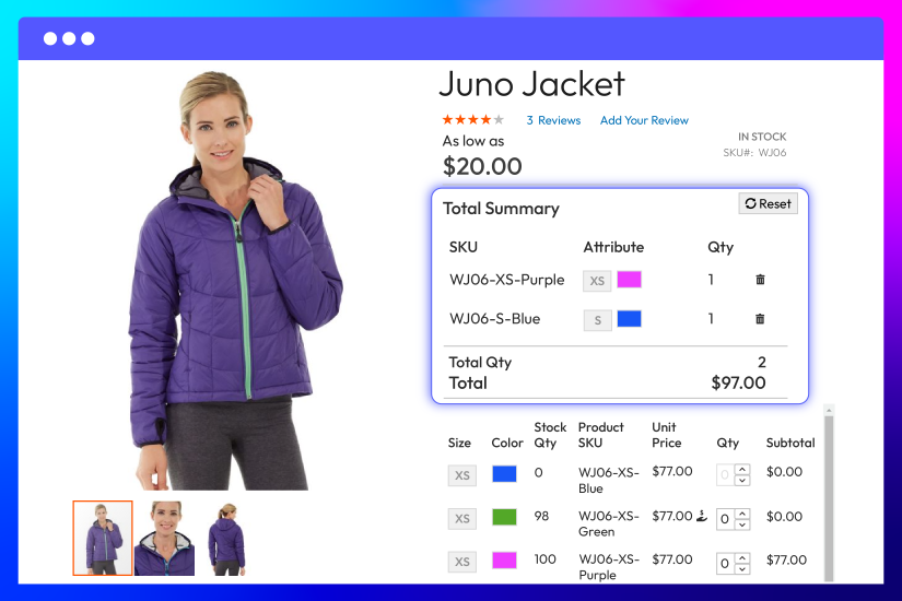 Show total summary of selected child items